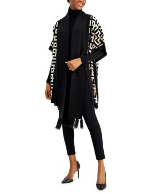Anne Klein - Asymmetrical Cape & Printed Scarf Set