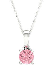 Lab-Created Pink Diamond Solitaire 18" Pendant Necklace (1/5 ct. t.w.) in Sterling Silver