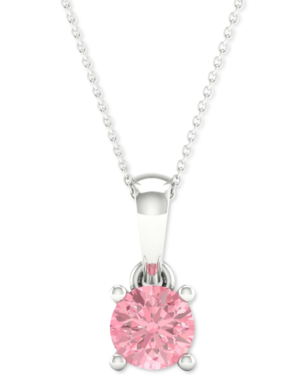 Forever Grown Diamonds Lab-Created Pink Diamond Solitaire 18" Pendant Necklace (1/5 ct. t.w.) in Sterling Silver