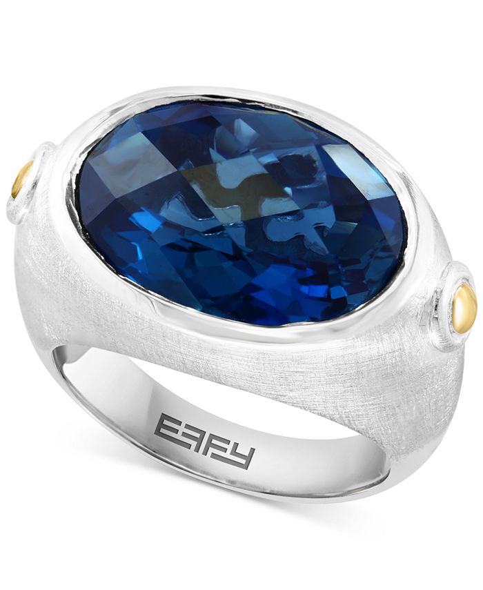 EFFY Collection - London Blue Topaz Statement Ring (12-1/3 ct. t.w.) in Sterling Silver & 18k Gold-Plate