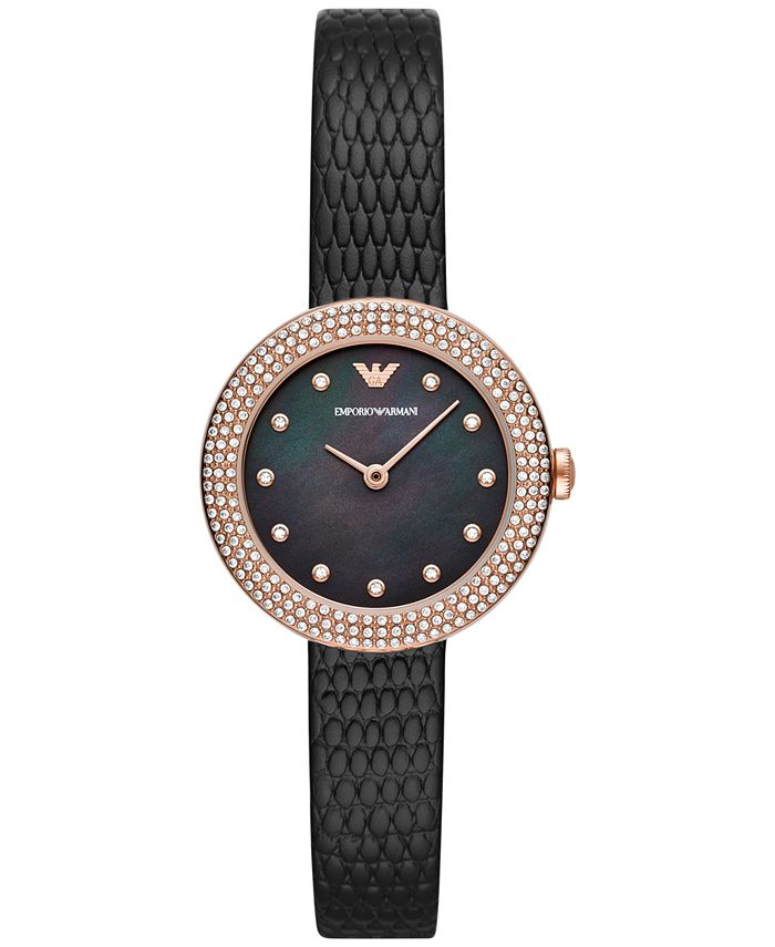 Armani ladies watch black sales leather strap