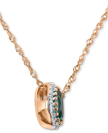 Macy's - Emerald (3/8 ct. t.w.) & Diamond (1/20 ct. t.w.) Pendant Necklace in 14k Rose Gold, 16" + 2" extender