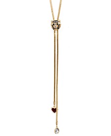 Gold-Tone Crystal Tiger Heart 20" Adjustable Lariat Necklace, Created for Macy's