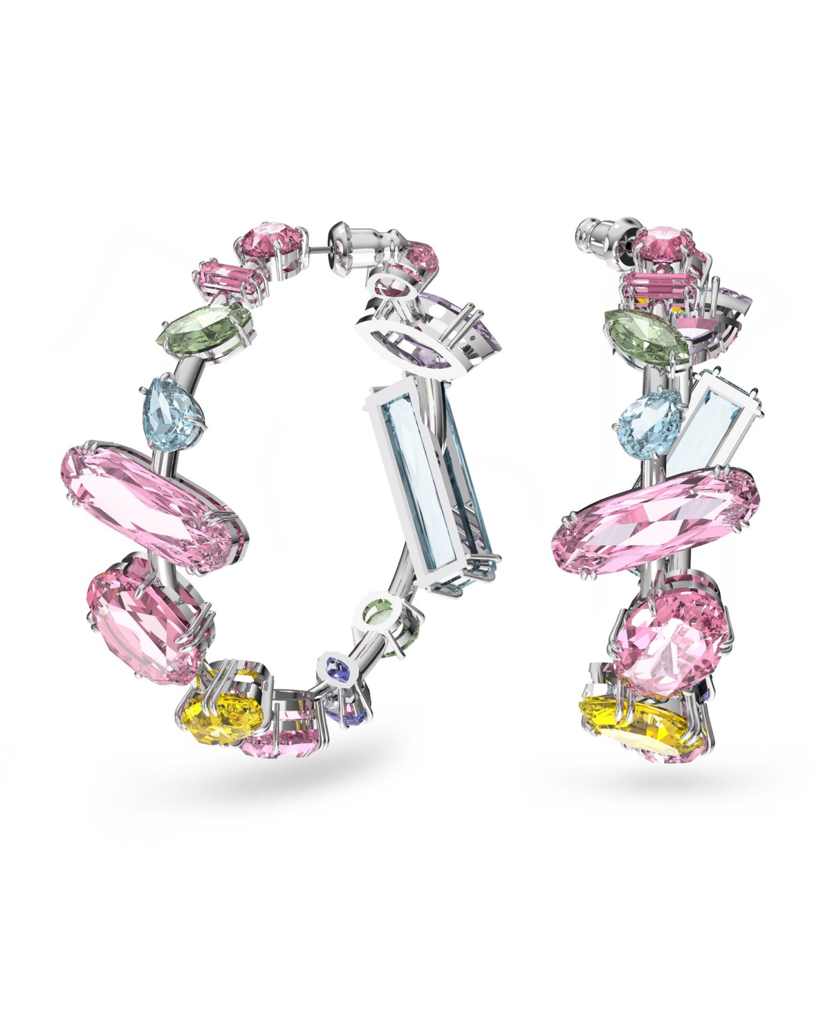 Shop Swarovski Gema Hoop Earrings With Precision Cut Crystals In Multicolor