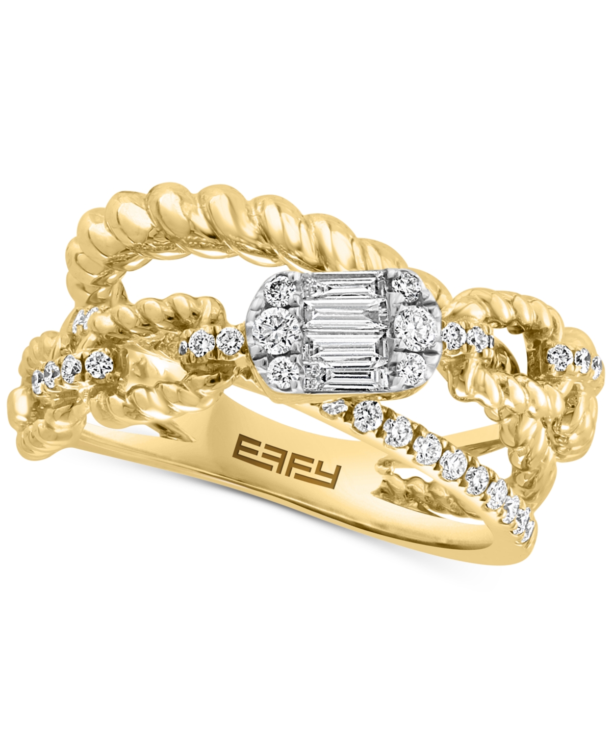 Effy Diamond Baguette & Round Open Crossover Ring (1/2 ct. t.w.) in 14k Gold