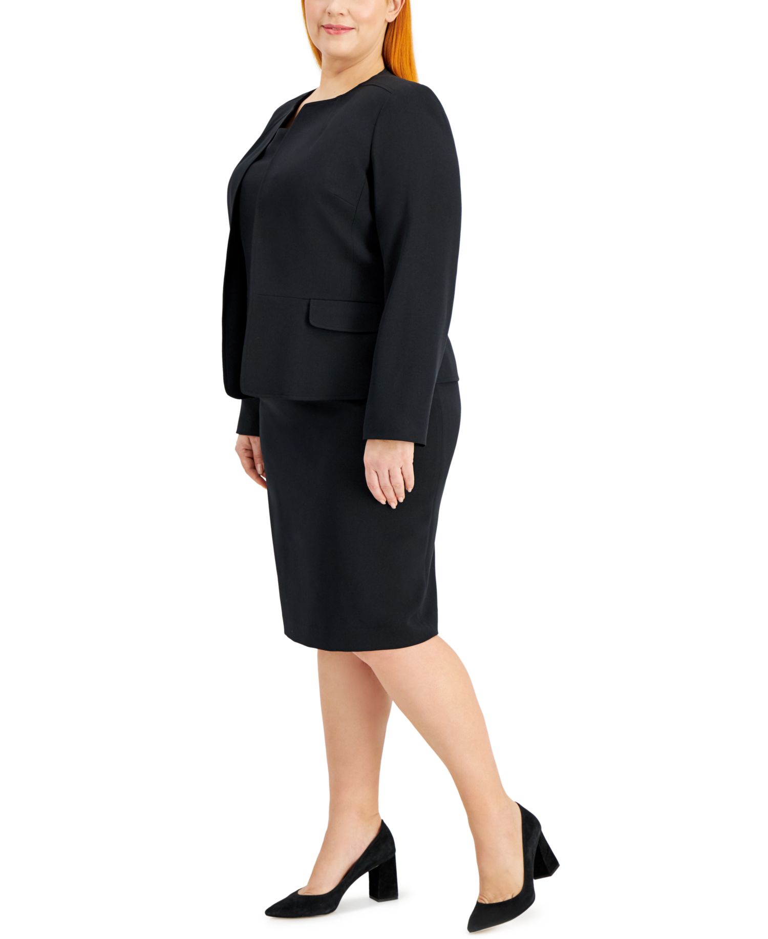 Plus Size Cardigan Jacket & Sheath 2 Piece Dress Suit