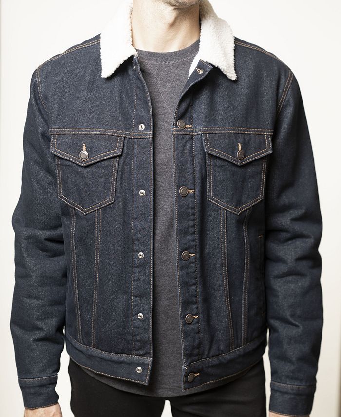 Lazer Men s Sherpa Lined Denim Trucker Jacket Macy s