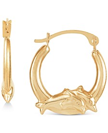 Dolphin Small Hoop Earrings in 14k Gold