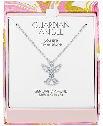 Macy s Diamond Accent Angel Pendant Necklace in Sterling Silver