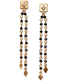 Gold-Tone Crystal Stud & Beaded Linear Drop Earrings  