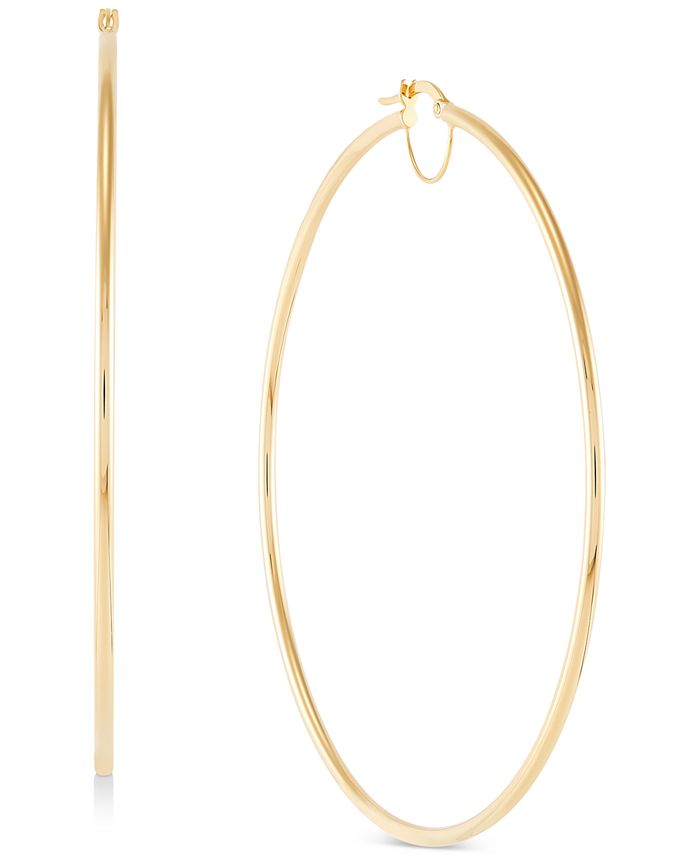 Macy's Polished Bridge Large Hoop Earrings in 10k Gold (70mm) - Macy's