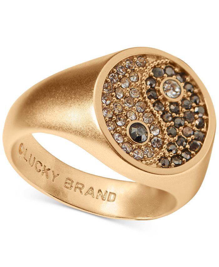 Lucky Brand Gold Tone Pav Yin Yang Signet Ring Macy s
