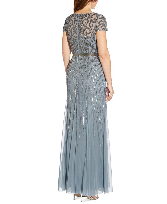 Adrianna Papell Embellished V-Neck Gown - Macy's