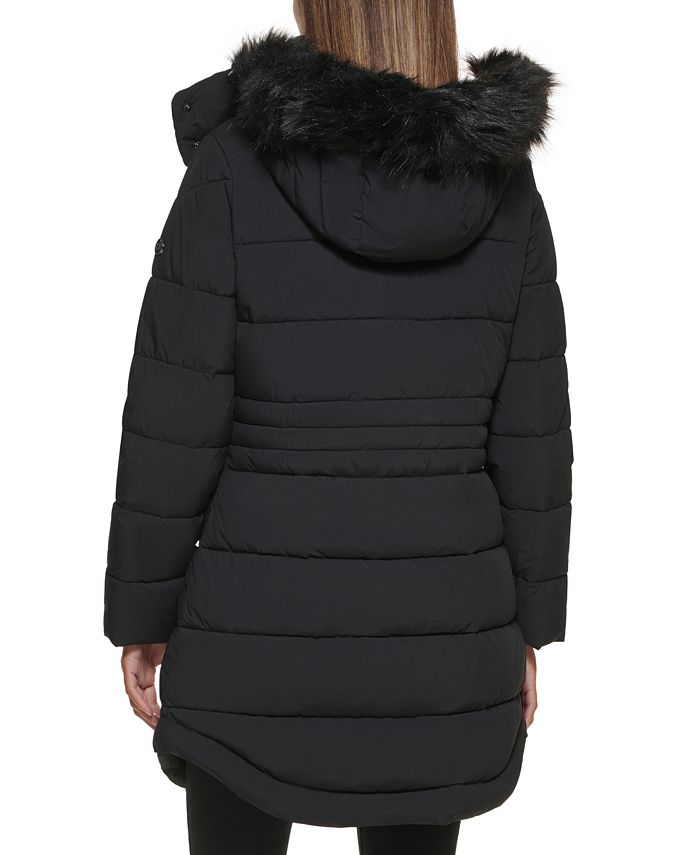 Calvin Klein Faux-Fur-Trim Hooded Puffer Coat, Created for Macy's ...