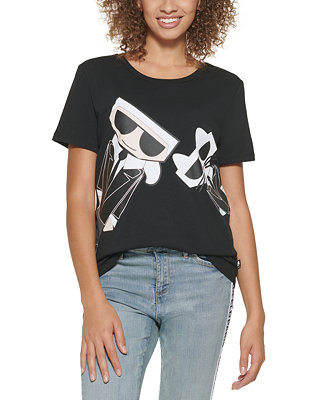Karl Lagerfeld Paris Black Tie Emoji T-Shirt - Macy's