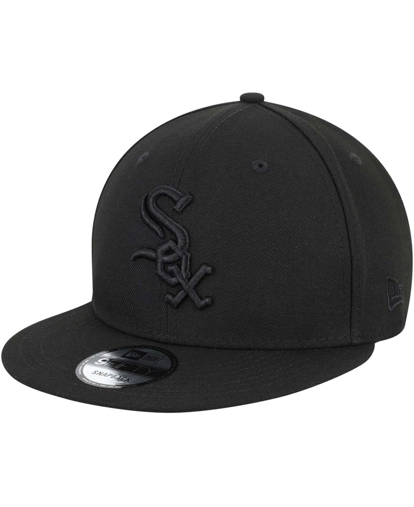 Мужская кепка New Era Chicago White Sox Black On Black 9Fifty Team Snapback Adjustable Hat - Black — фото 2