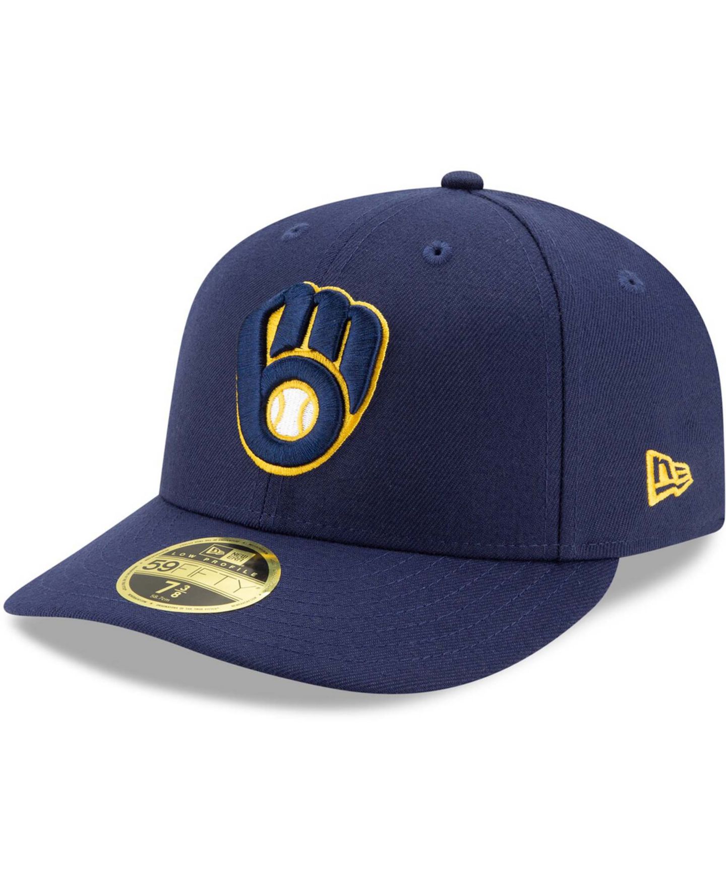 Мужская кепка New Era Navy Milwaukee Brewers Authentic Collection On-Field Low Profile 59Fifty Fitted Hat — фото 2