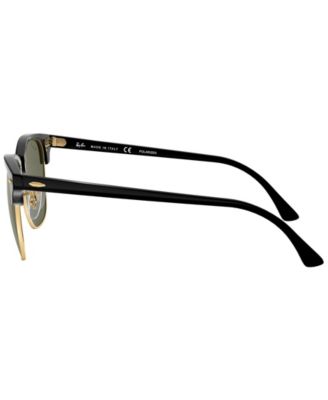 Unisex Polarized Low Bridge Fit Sunglasses, RB3016F CLUBMASTER CLASSIC 55