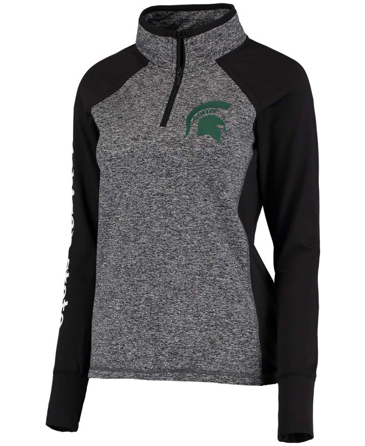 Shop Camp David Women's Gray, Black Michigan State Spartans Finalist Quarter-zip Pullover Jacket In Gray,black