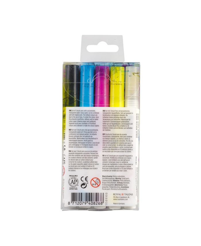 Ecoline Liquid Watercolor Brush Pen Set, 5 Colors Macy's