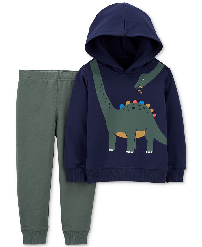 Baby Toddler Boys Girls Kids 2 Piece Dinosaur Print Sweatshirt Plaid Pants Set
