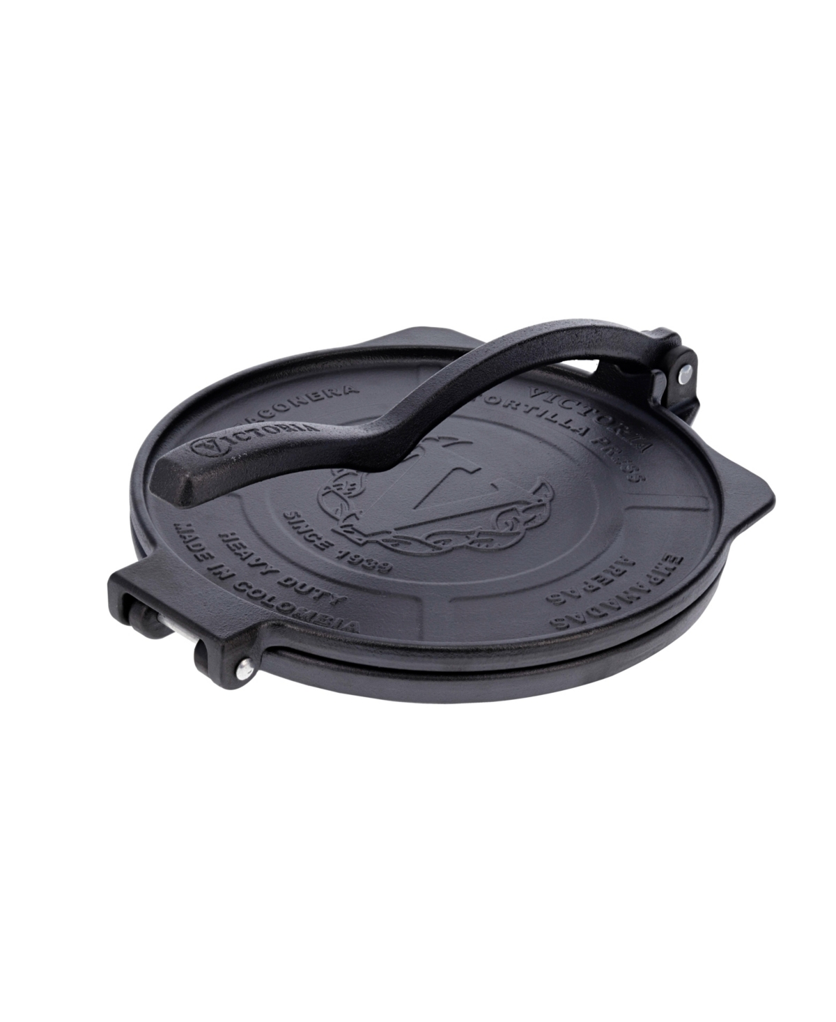 Victoria Tortilla Press 10" Pataconera, Hd Iron, Seasoned In Black