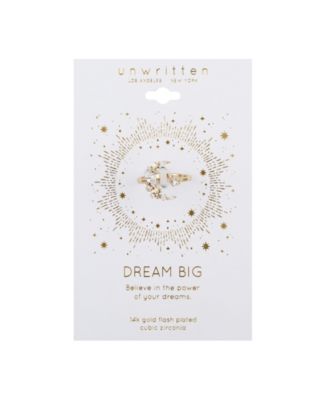 14Kt Gold Flash Plated Cubic Zirconia Moon Adjustable Ring