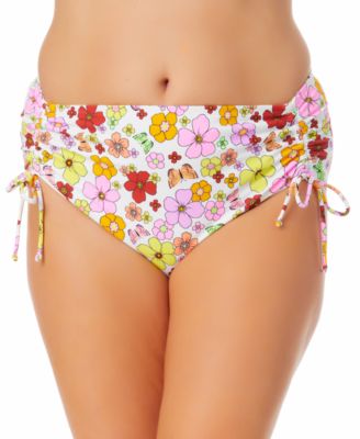 California Waves - Plus Size Floral-Print Swim Bottoms