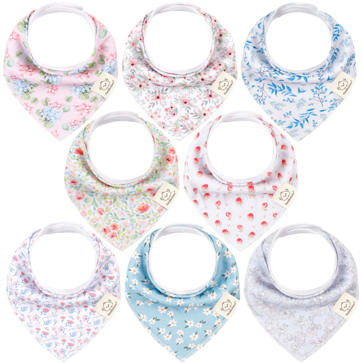 Keababies 8pk Organic Baby Bandana Bibs, Baby Drool Bibs For Baby Girl, Boy, Baby Bibs For Infant, Newborn In Multi