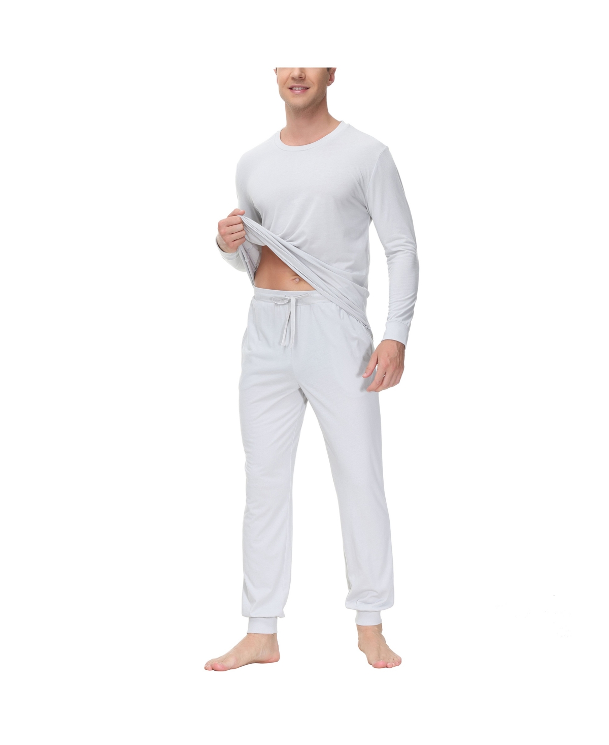 Men's Two-Piece Crewneck Shirt and Jogger Pajama Set - Red