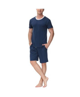 Men's Moisture-Wicking Crewneck T-Shirt & Shorts Pajama Set