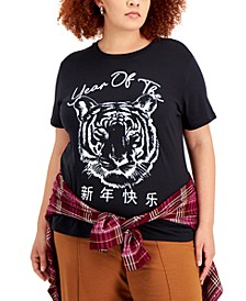 Trendy Plus Size Year Of The Tiger-Graphic T-Shirt