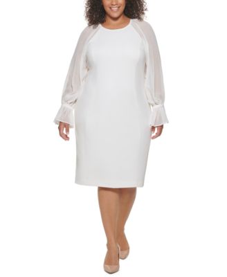 Calvin Klein - Plus Size Contrast-Sleeve Sheath Dress