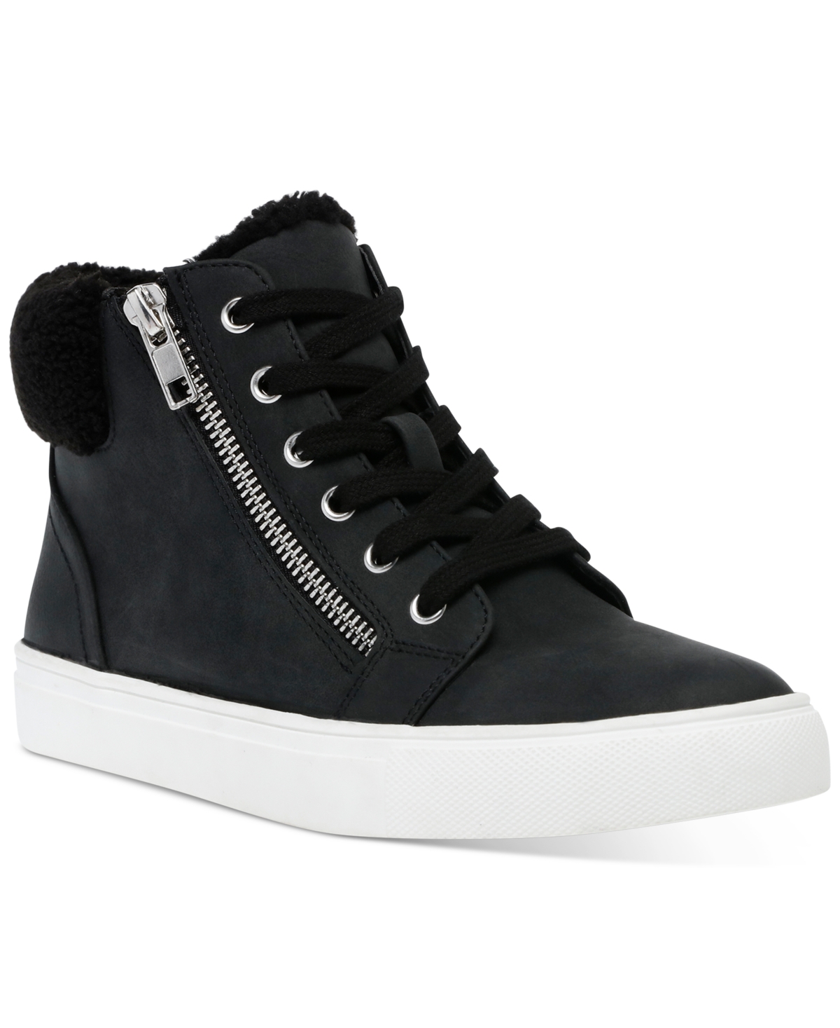 Dv Dolce Vita Anjel Faux-Fur Lace-Up Sneakers Women's Shoes