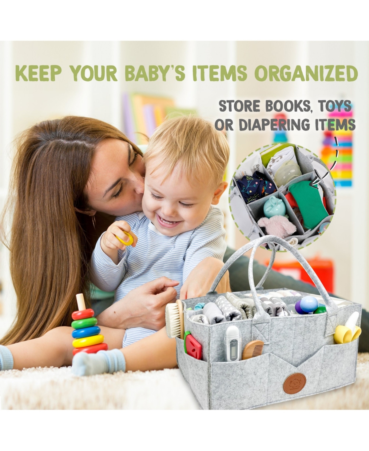 KeaBabies Original Baby Diaper Caddy Organizer, Storage Caddy Organizer for Nursery, Changing Table