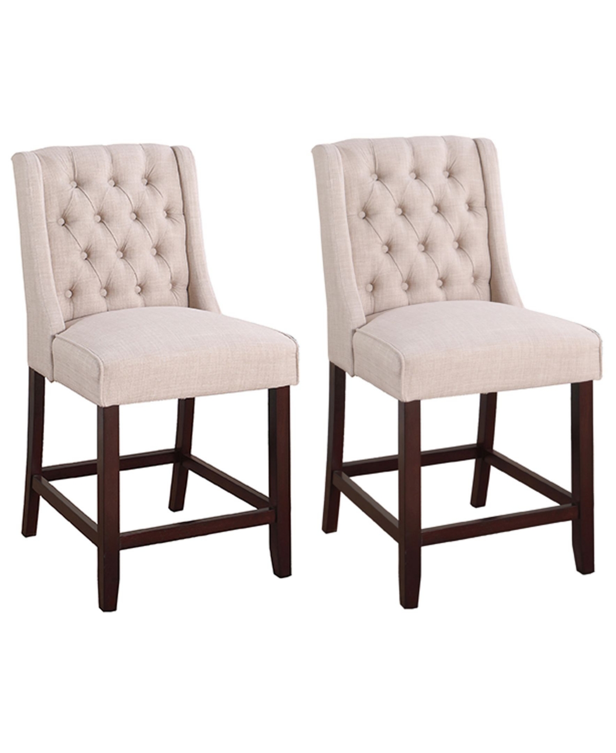 Best Master Furniture Newport Upholstered Bar Chairs With Tufted Back, Set Of 2 In Beige