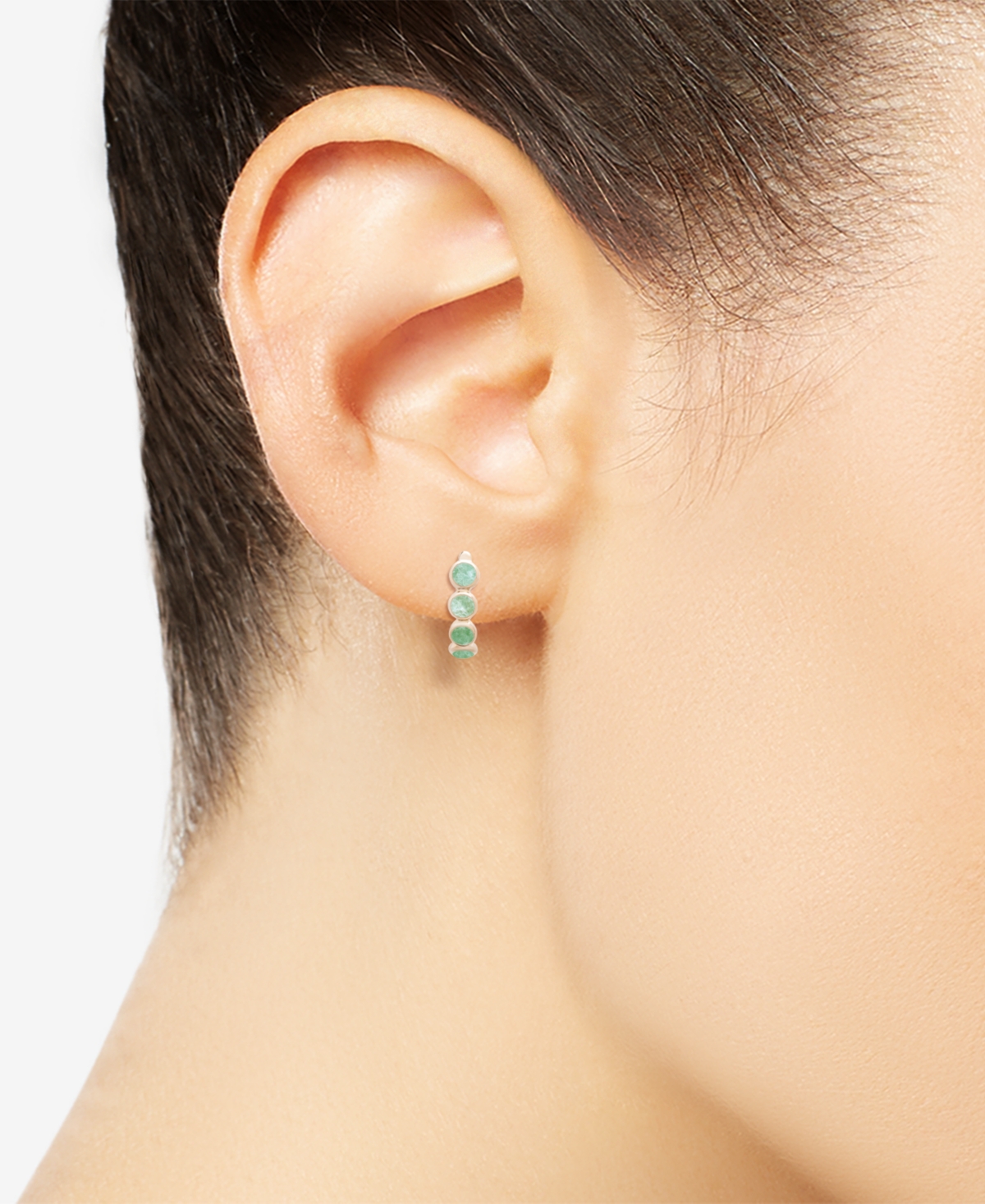 Onyx Leverback Hoop Earrings in 14k Gold-Plated Sterling Silver (Also Dyed Green - Jade