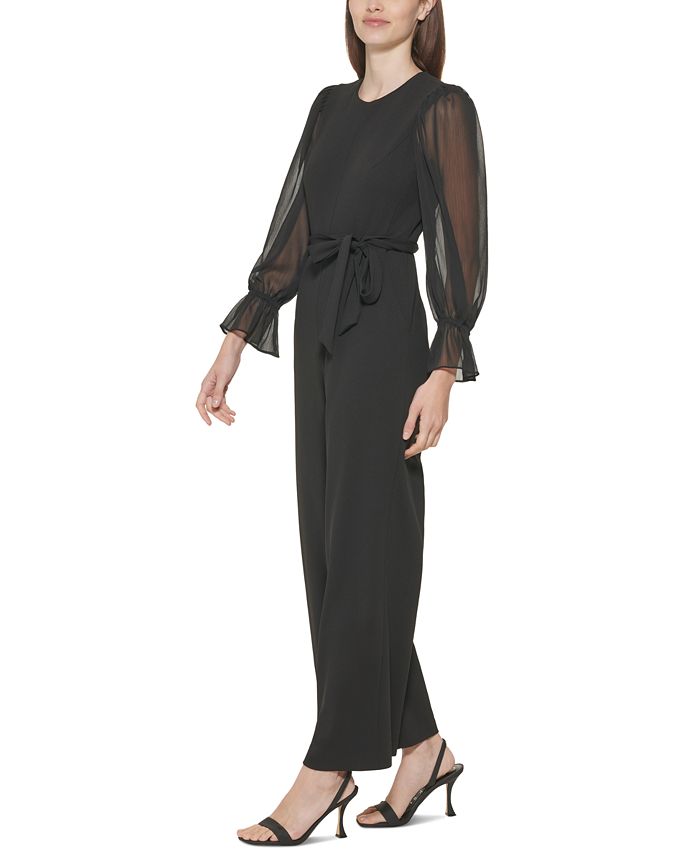 Calvin Klein Petite SheerSleeve Jumpsuit Macy's