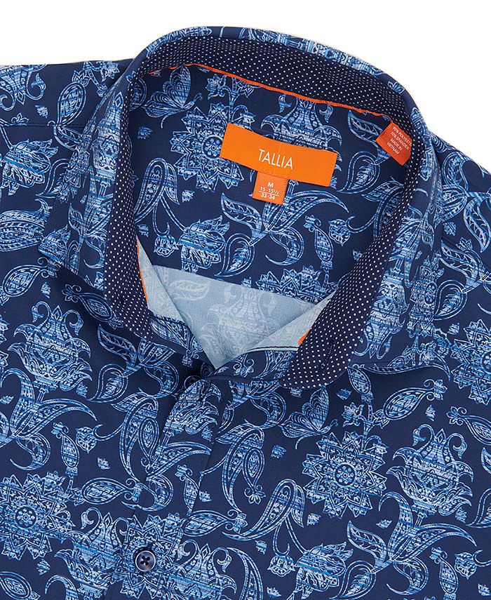 Tallia Men's SlimFit NonIron Performance Stretch Botanical Print Dress Shirt Macy's
