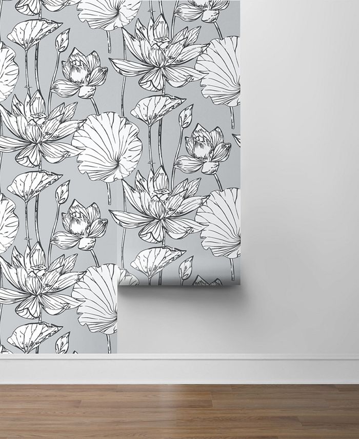 NextWall Lotus Floral Peel and Stick Wallpaper - Macy's
