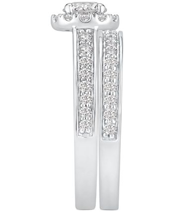 Macy's - IGI Certified Diamond Halo Bridal Set (1-3/8 ct. t.w.) in 14k White Gold