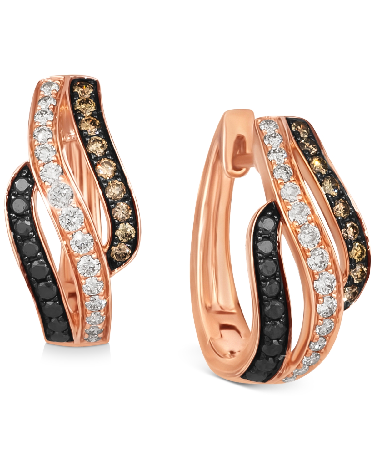 Le Vian Multicolor Diamond Swirl Hoop Earrings (3/4 ct. t.w.) in 14k- Rose Gold