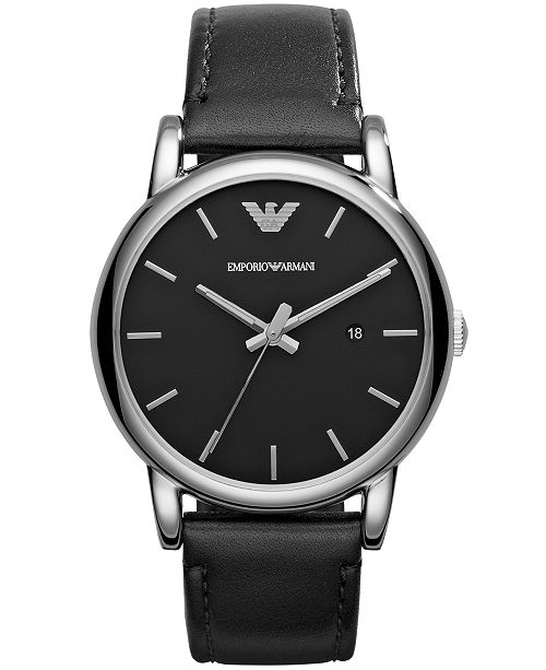 Emporio Armani Men S Black Leather Strap Watch 41mm Ar1692 Reviews All Fine Jewelry Jewelry Watches Macy S