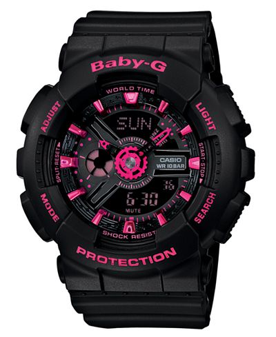 Baby-G Women's Analog-Digital Black Resin Strap Watch 46x43mm BA111-1A