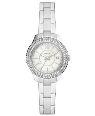 Fossil Women's Mini Stella Silver-Tone Stainless Steel Bracelet Watch ...