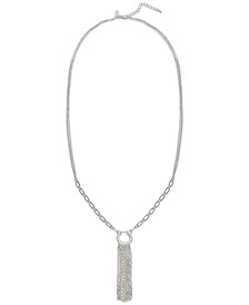 Silver-Tone Mixed Chain Tassel Long Pendant Necklace, 31" + 3" extender