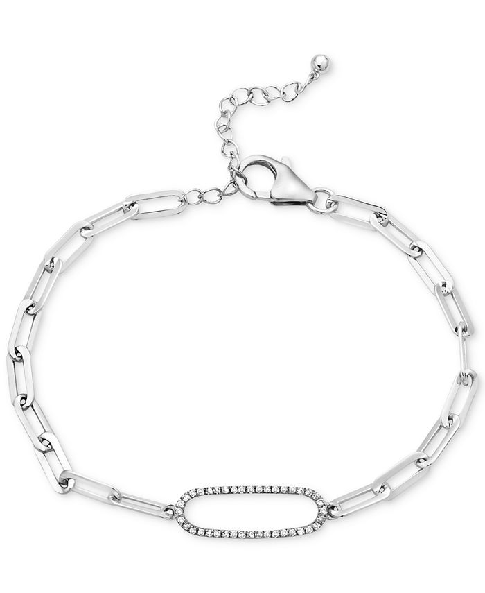 EFFY Collection - Diamond Large Oval Link Paperclip Bracelet (1/6 ct. t.w.) in Sterling Silver