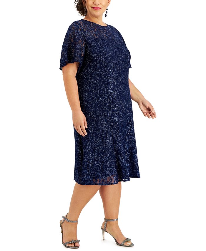 SL Fashions Plus Size Embroidered Lace Dress - Macy's