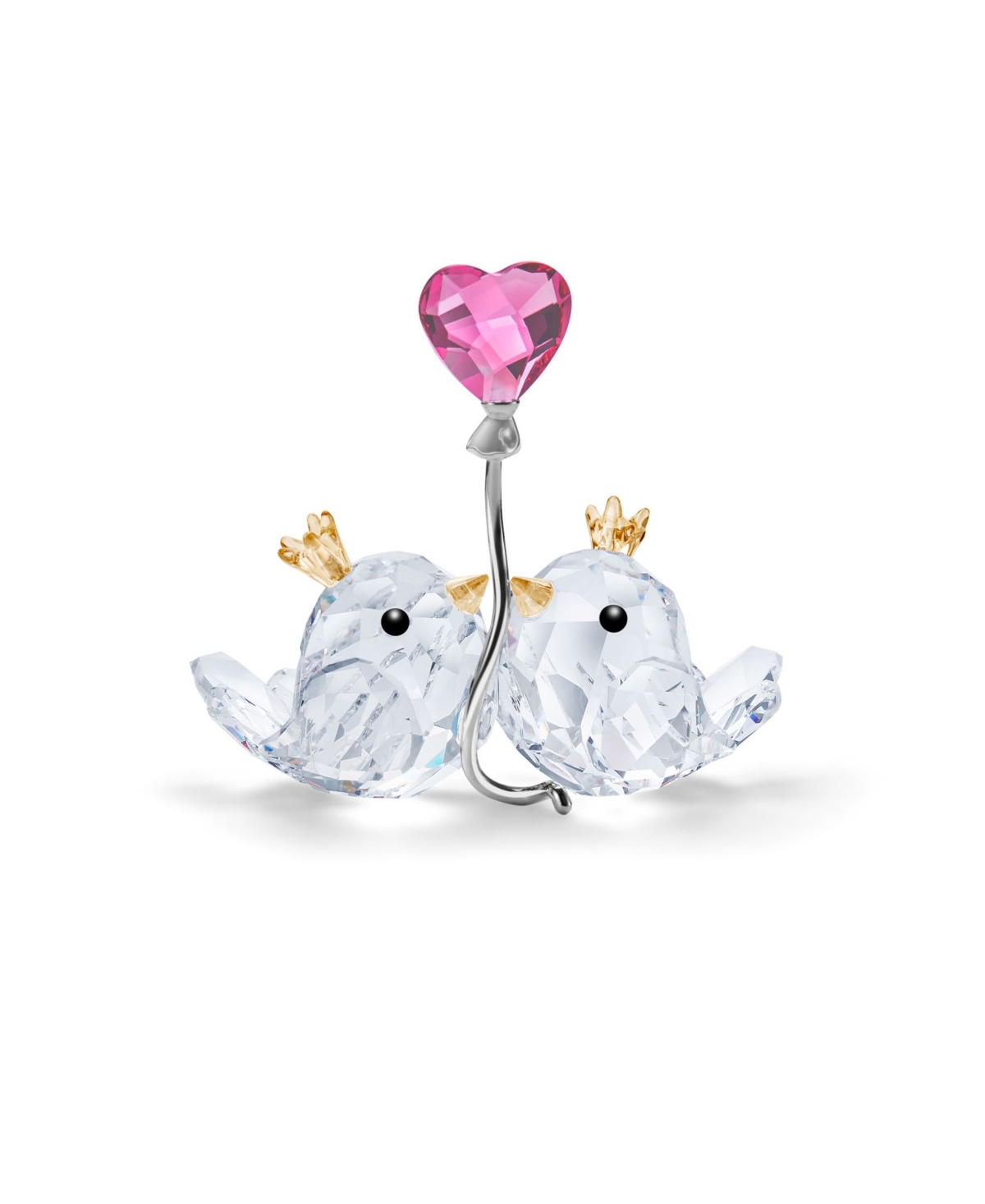 Swarovski Pink Heart Love Birds Decorative Object In Multicolor