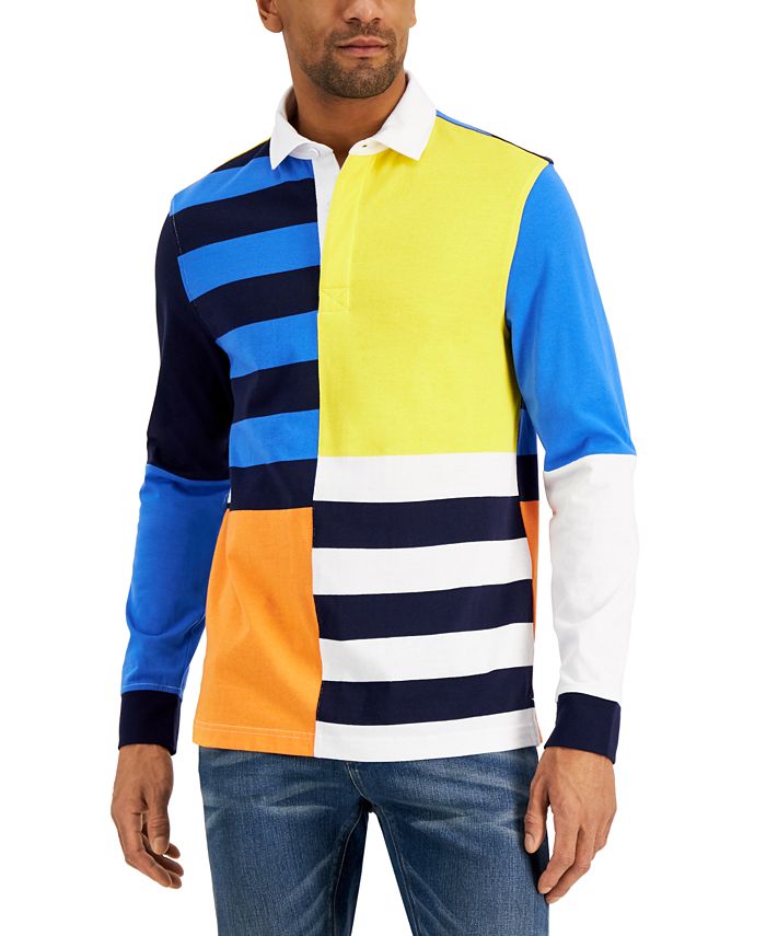 Club Room Men's RegularFit Colorblocked Stripe Rugby Shirt, Created
